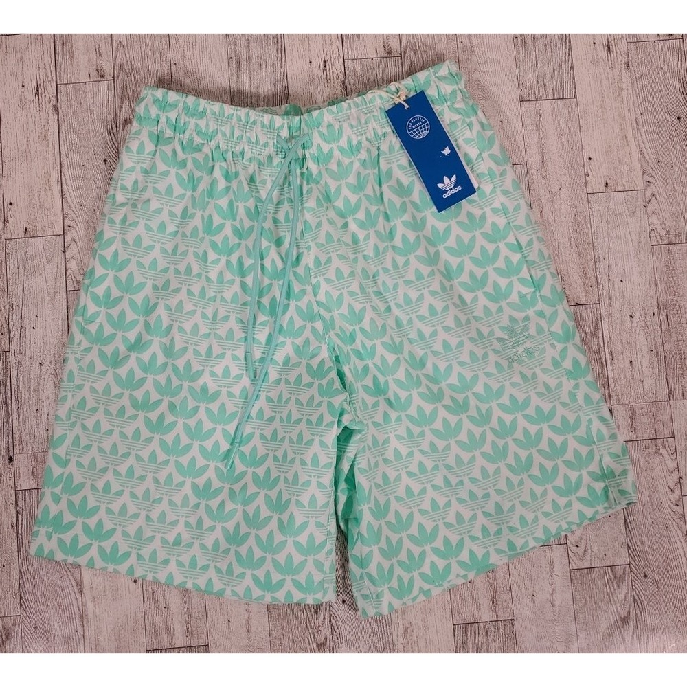 Adidas Shorts XS Mens Logo MONO AOP Travel Easy Green HZ4162 NEW